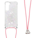 Glitter Quicksand Clear Soft TPU Phone Case with Adjustable Lanyard for Samsung Galaxy S22 5G