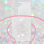 Glitter Quicksand Clear Soft TPU Phone Case with Adjustable Lanyard for Samsung Galaxy S22 5G