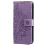 Stylish Phone Case Imprint Flower Pattern PU Leather Stand Wallet Flip Protective Shell with Strap for Samsung Galaxy S22 5G