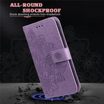 Etui med blomsterprint, TPU+PU-læder, stander, kortholder og snor til Samsung Galaxy A03s (164.2mm)