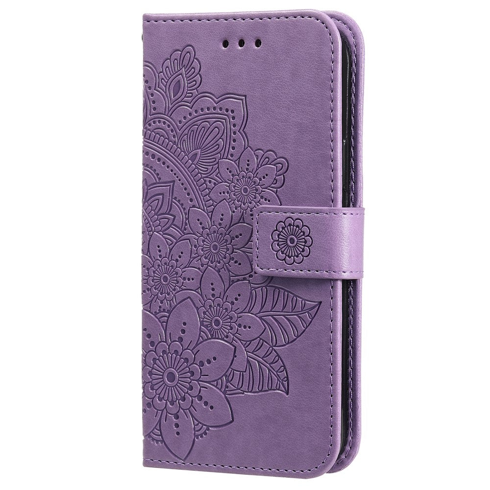 Etui med blomsterprint, TPU+PU-læder, stander, kortholder og snor til Samsung Galaxy A03s (164.2mm)