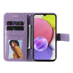 Etui med blomsterprint, TPU+PU-læder, stander, kortholder og snor til Samsung Galaxy A03s (164.2mm)