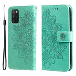 Etui med blomsterprint, TPU+PU-læder, stander, kortholder og snor til Samsung Galaxy A03s (164.2mm)