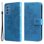Telefoncover Flip Mobiltelefonetui med præget blomstermønster TPU+PU-læder standerpung med snor til Samsung Galaxy M52 5G