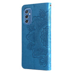 Telefoncover Flip Mobiltelefonetui med præget blomstermønster TPU+PU-læder standerpung med snor til Samsung Galaxy M52 5G