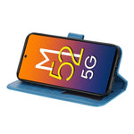Telefoncover Flip Mobiltelefonetui med præget blomstermønster TPU+PU-læder standerpung med snor til Samsung Galaxy M52 5G