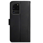 Solid Color Nappa Texture Case Wallet Genuine Leather Fingerprint-proof Scratch-proof Phone Cover with Stand for Samsung Galaxy S20 Ultra