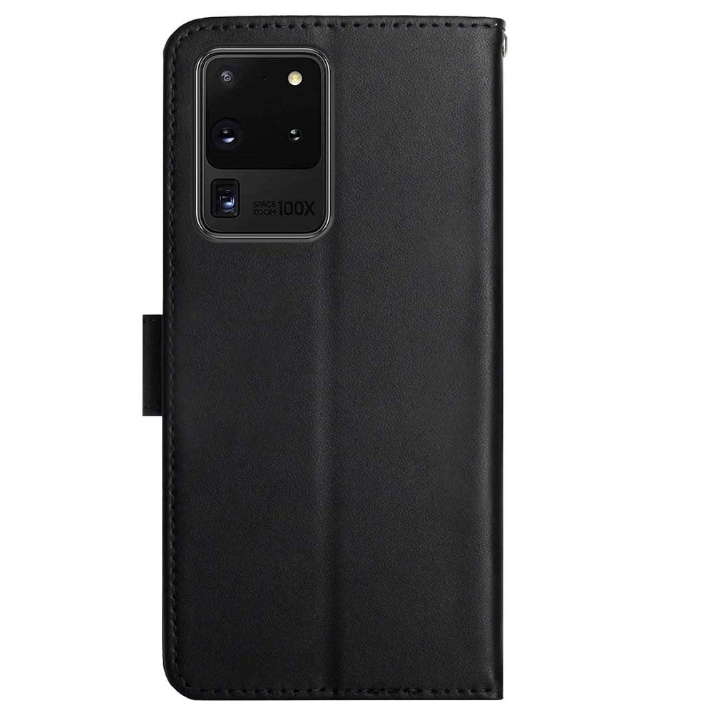 Solid Color Nappa Texture Case Wallet Genuine Leather Fingerprint-proof Scratch-proof Phone Cover with Stand for Samsung Galaxy S20 Ultra