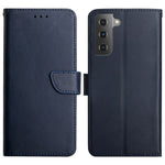 Solid Color Nappa Texture Case Wallet Genuine Leather Drop-proof Phone Shell Case with Stand for Samsung Galaxy S22+ 5G
