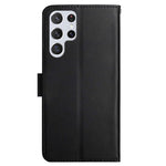 Nappa Texture Genuine Leather Shell Case Solid Color Stand Wallet Phone Cover for Samsung Galaxy S22 Ultra 5G