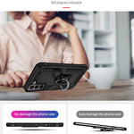 Shockproof Ring Holder Kickstand Design PC + TPU + Metal Hybrid Phone Cover Shell for Samsung Galaxy S22 5G 5G