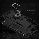 Shockproof Ring Holder Kickstand Design PC + TPU + Metal Hybrid Phone Cover Shell for Samsung Galaxy S22 5G 5G