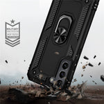 Shockproof Ring Holder Kickstand Design PC + TPU + Metal Hybrid Phone Cover Shell for Samsung Galaxy S22 5G 5G