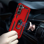Hard Anti-scratch Phone Shell Ring Holder Kickstand Design PC + TPU + Metal Hybrid Phone Cover for Samsung Galaxy S22+ 5G