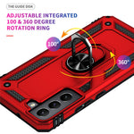 Hard Anti-scratch Phone Shell Ring Holder Kickstand Design PC + TPU + Metal Hybrid Phone Cover for Samsung Galaxy S22+ 5G