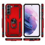 Hard Anti-scratch Phone Shell Ring Holder Kickstand Design PC + TPU + Metal Hybrid Phone Cover for Samsung Galaxy S22+ 5G