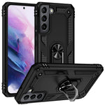 Hard Anti-scratch Phone Shell Ring Holder Kickstand Design PC + TPU + Metal Hybrid Phone Cover for Samsung Galaxy S22+ 5G