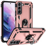 Hard Anti-scratch Phone Shell Ring Holder Kickstand Design PC + TPU + Metal Hybrid Phone Cover for Samsung Galaxy S22+ 5G