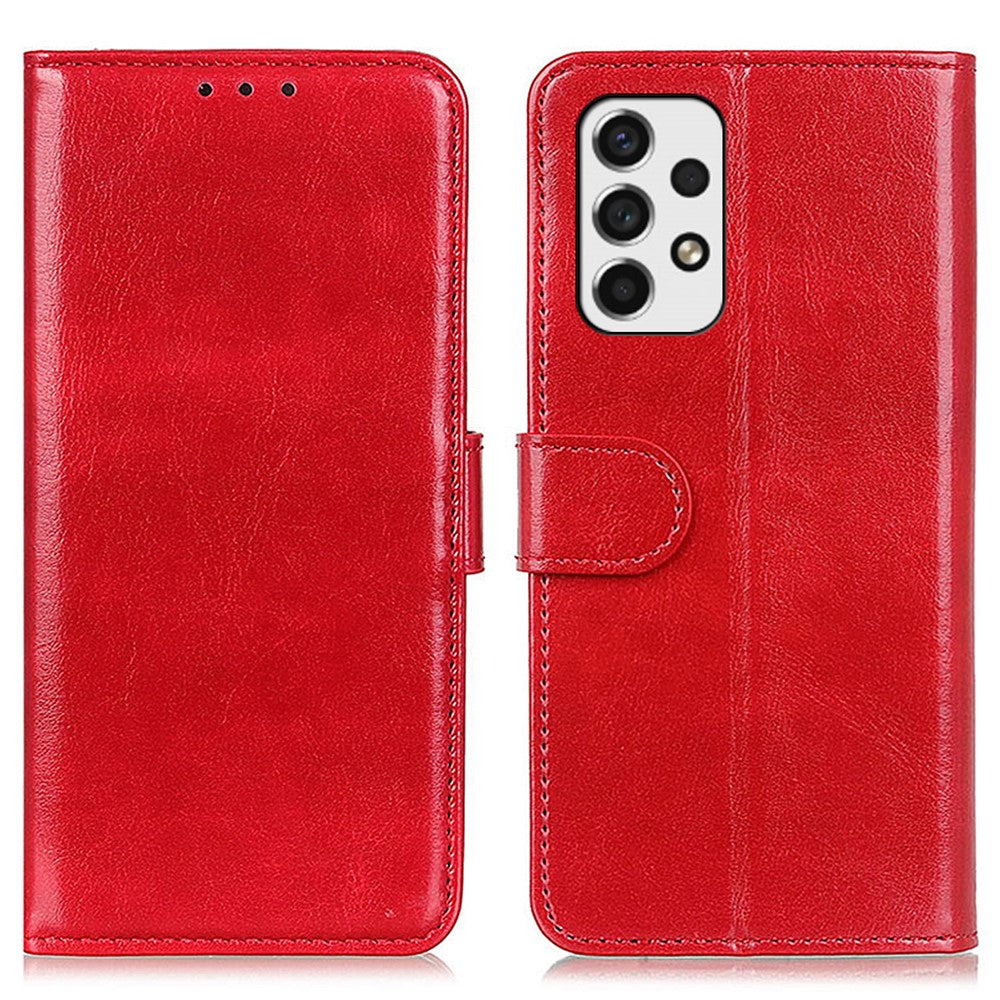 Læderetui i Crazy Horse tekstur med pungdesign, telefoncover og stander til Samsung Galaxy A53 5G