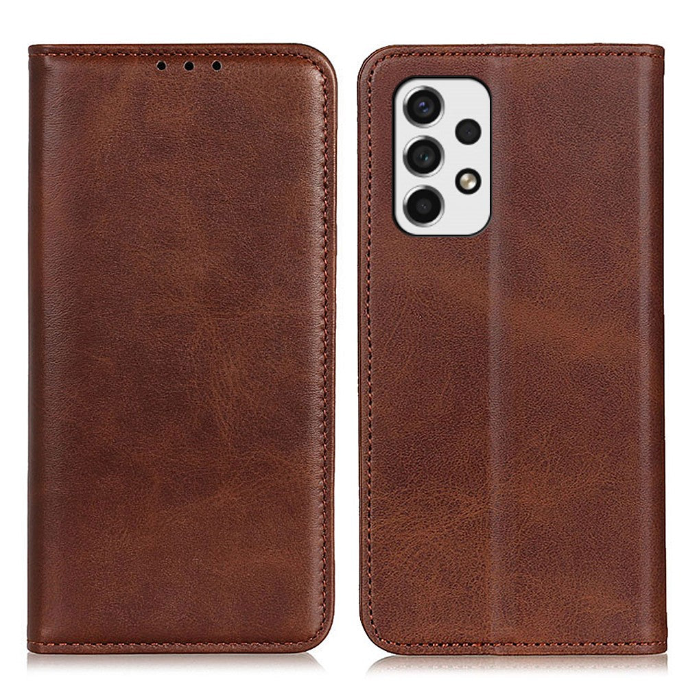 Split Leather Stand Wallet Case Auto Magnetic Closed Flip Folio Cover for Samsung Galaxy A53 5G