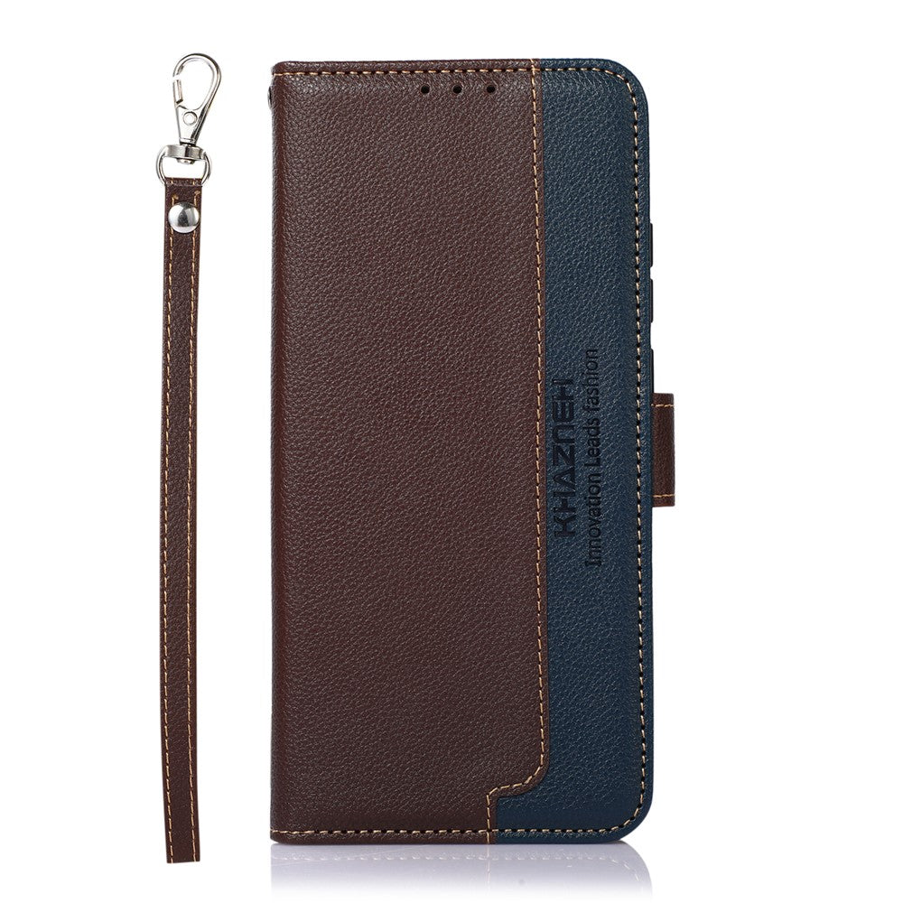 KHAZNEH RFID Blocking Litchi Texture PU Leather Cover Stand Wallet Magnetic Closure Cover for Samsung Galaxy A53 5G