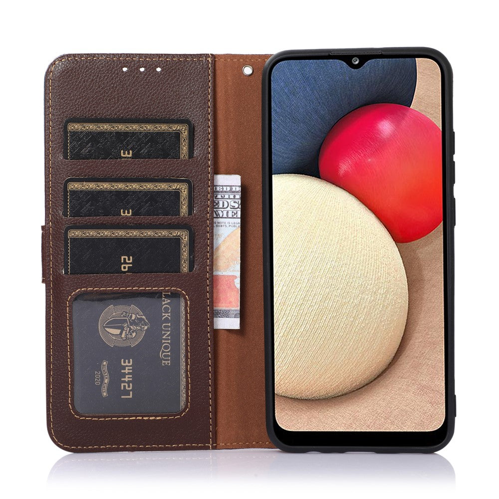 KHAZNEH RFID Blocking Litchi Texture PU Leather Cover Stand Wallet Magnetic Closure Cover for Samsung Galaxy A53 5G