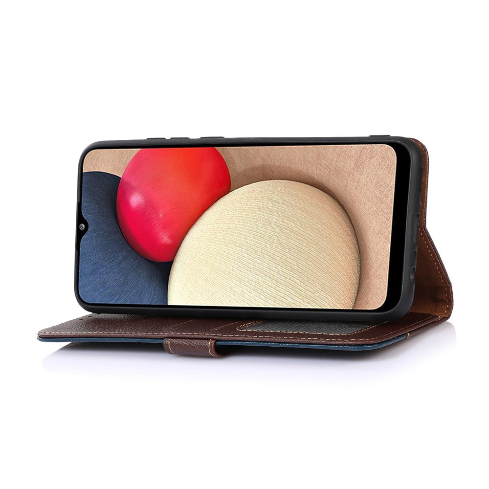 KHAZNEH RFID Blocking Litchi Texture PU Leather Cover Stand Wallet Magnetic Closure Cover for Samsung Galaxy A53 5G