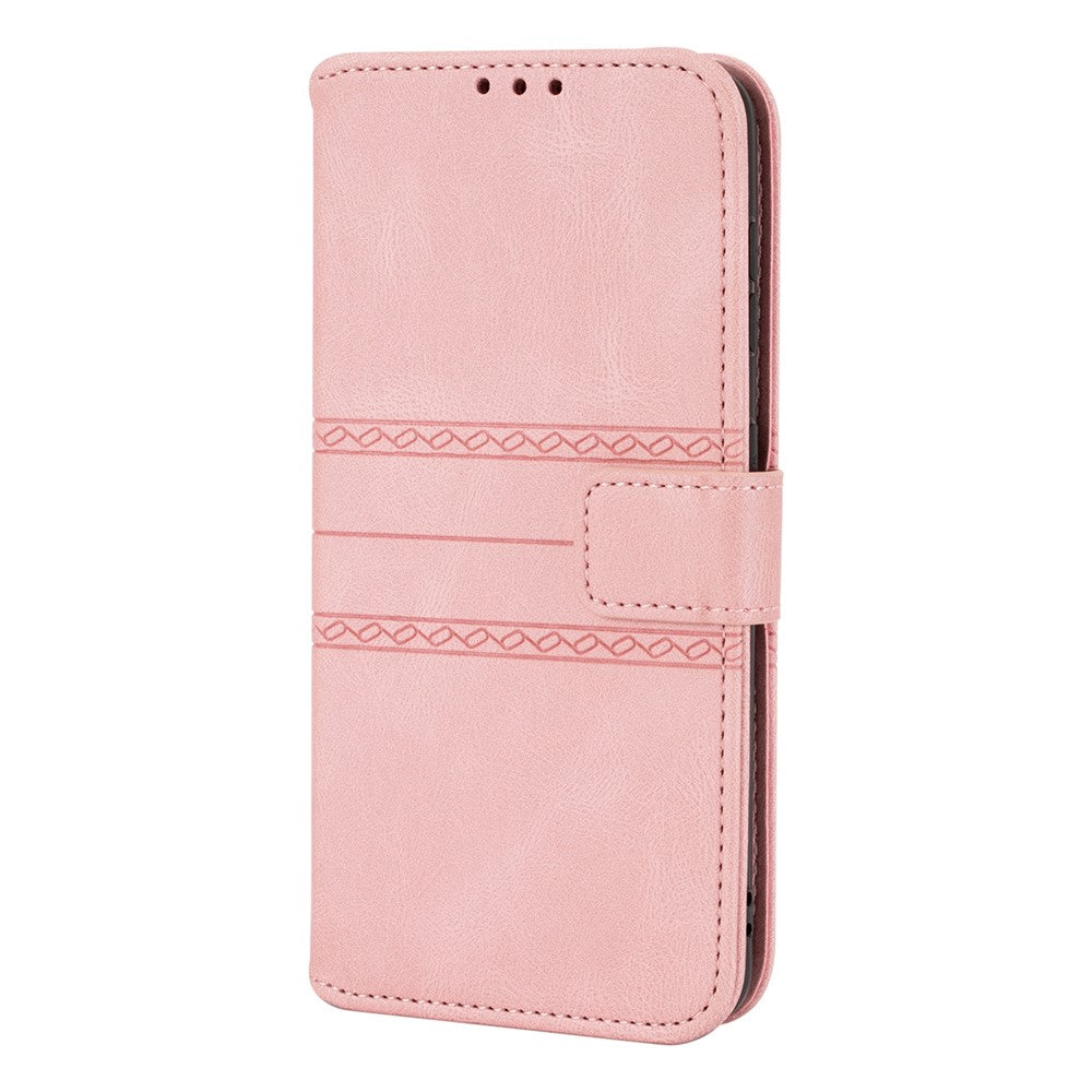 Skin-touch Feeling Surface PU Leather and TPU Imprinted Pattern Wallet Phone Case Cover with Stand for Samsung Galaxy S22 5G