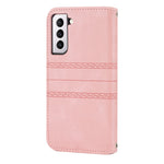 Skin-touch Feeling Surface PU Leather and TPU Imprinted Pattern Wallet Phone Case Cover with Stand for Samsung Galaxy S22 5G