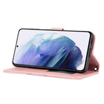 Skin-touch Feeling Surface PU Leather and TPU Imprinted Pattern Wallet Phone Case Cover with Stand for Samsung Galaxy S22 5G