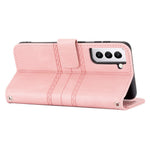 Skin-touch Feeling Surface PU Leather and TPU Imprinted Pattern Wallet Phone Case Cover with Stand for Samsung Galaxy S22 5G