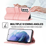 Skin-touch Feeling Surface PU Leather and TPU Imprinted Pattern Wallet Phone Case Cover with Stand for Samsung Galaxy S22 5G