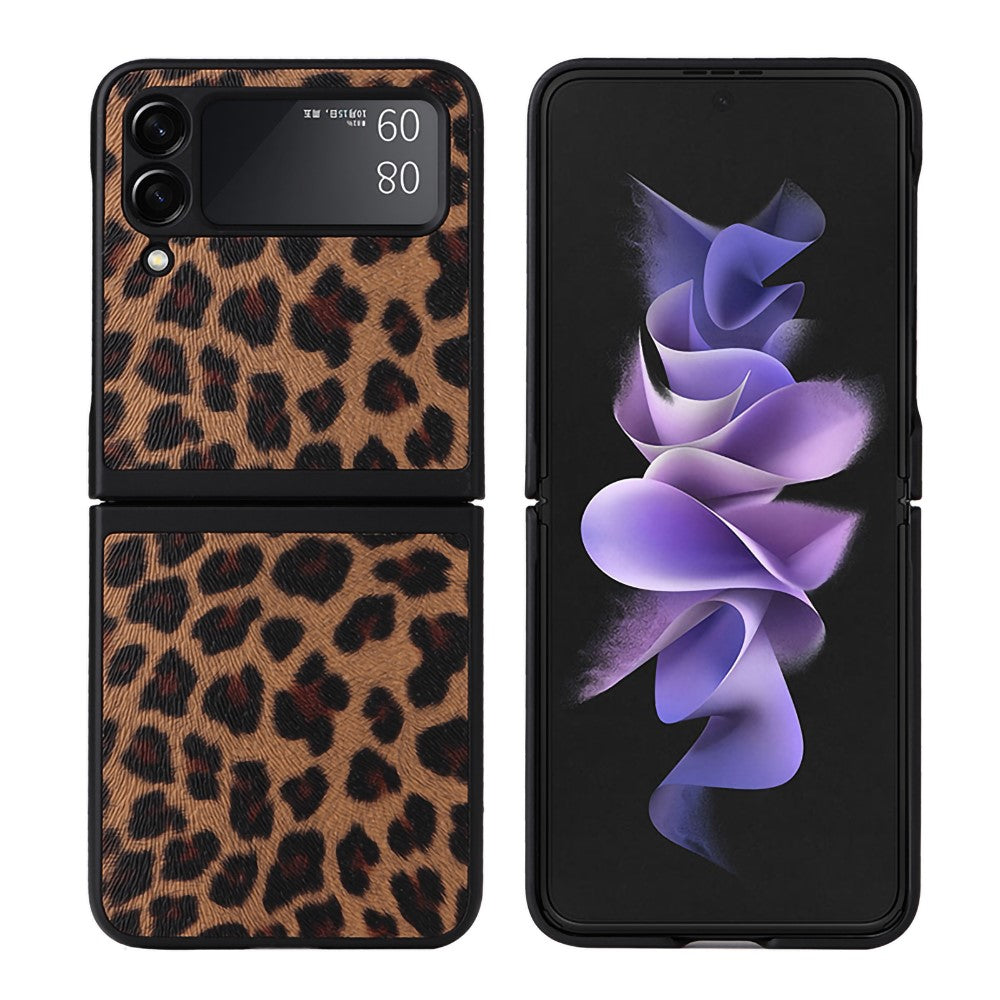 Textured Surface PU Leather Coated Hard PC Protective Phone Case Cover for Samsung Galaxy Z Flip3 5G