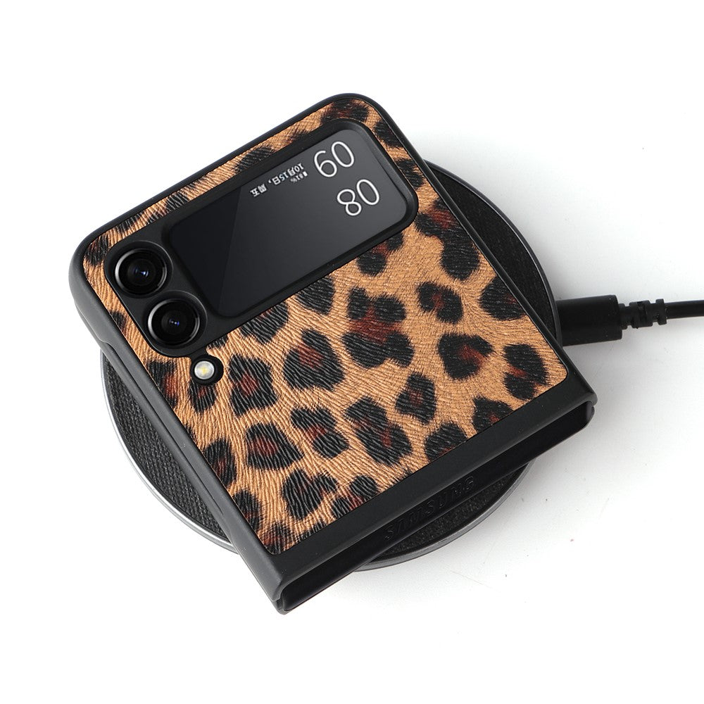 Textured Surface PU Leather Coated Hard PC Protective Phone Case Cover for Samsung Galaxy Z Flip3 5G