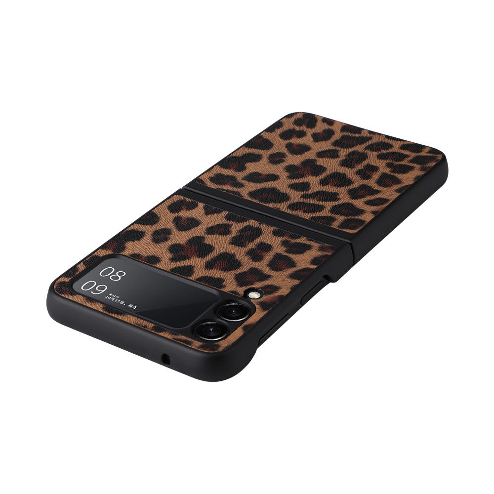 Textured Surface PU Leather Coated Hard PC Protective Phone Case Cover for Samsung Galaxy Z Flip3 5G
