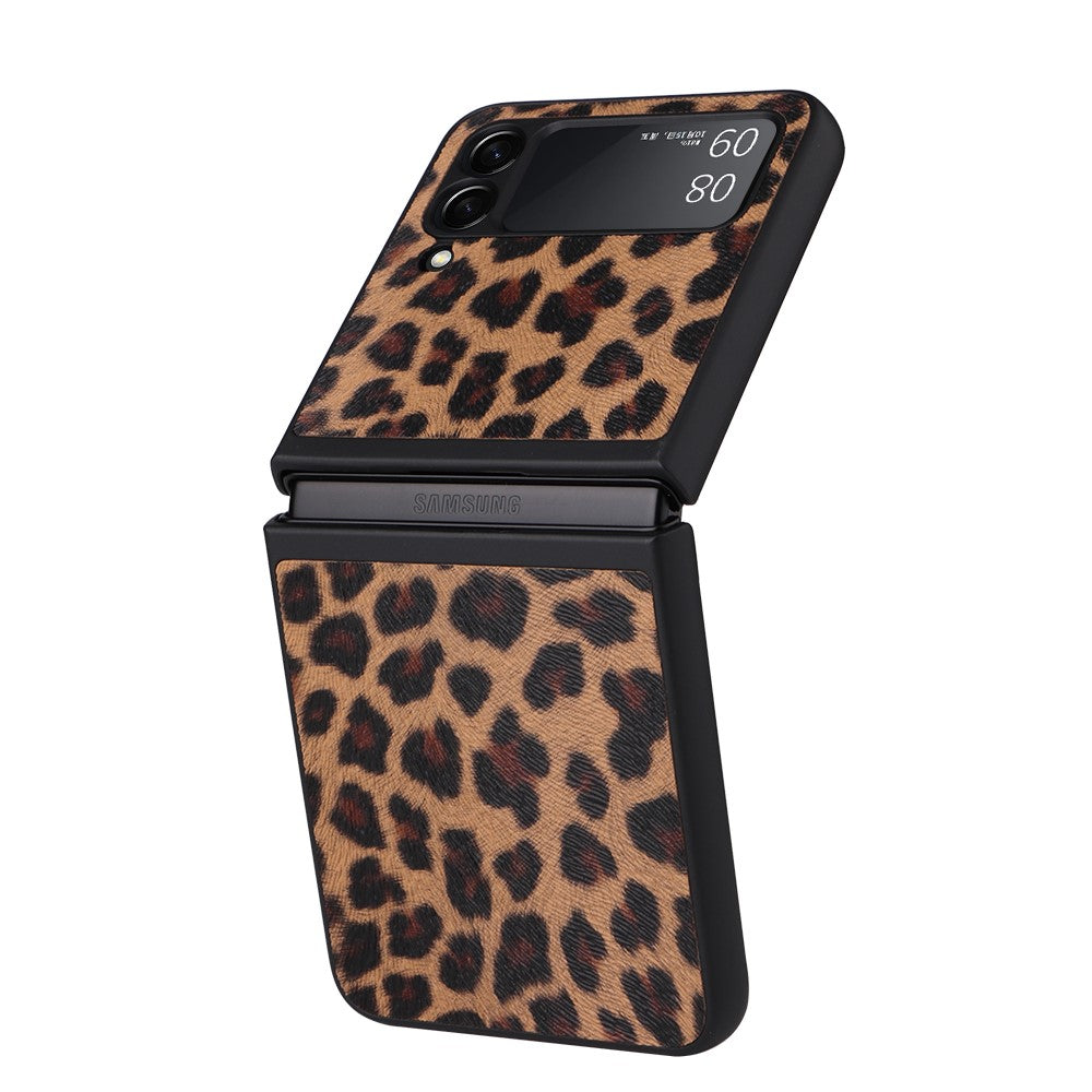 Textured Surface PU Leather Coated Hard PC Protective Phone Case Cover for Samsung Galaxy Z Flip3 5G