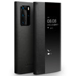 QIALINO Auto Wake/Sleep-funktion Ultratunt mobilskal i Äkta Läder med Fönster för Huawei P40
