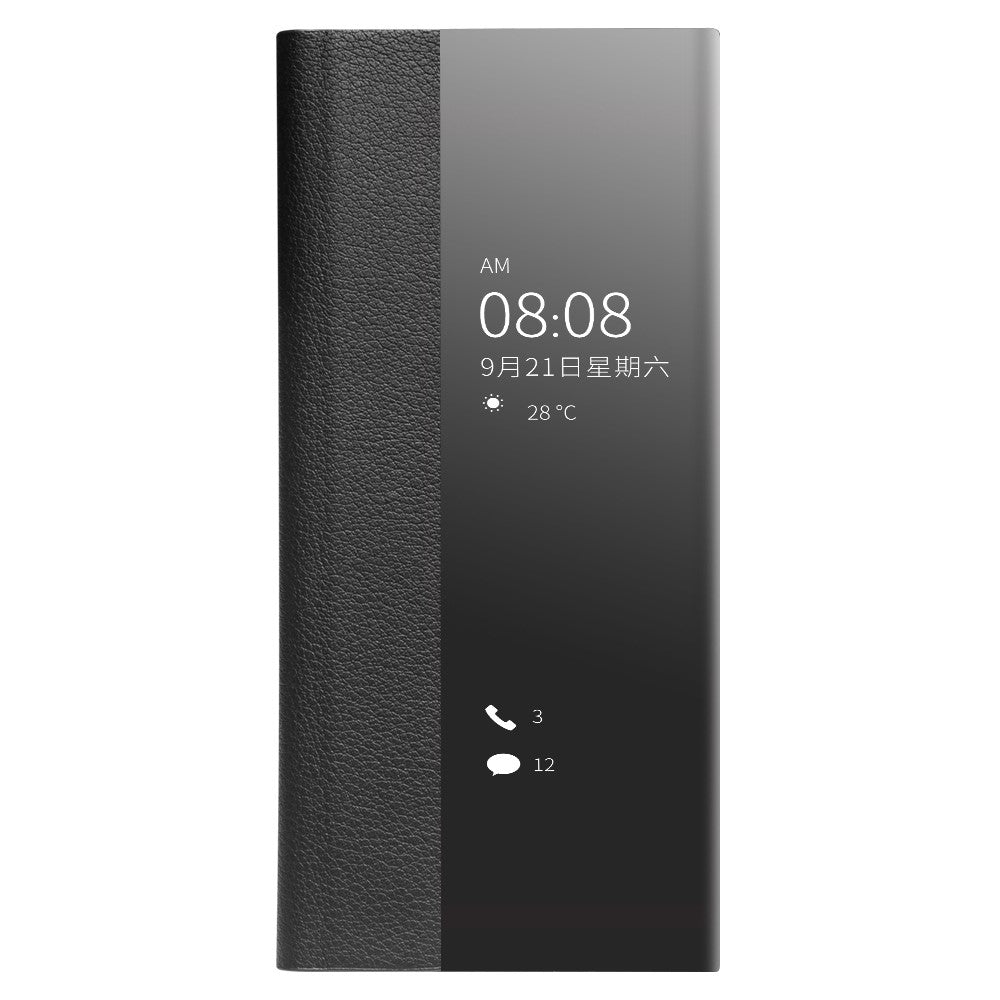 QIALINO Auto Wake/Sleep-funktion Ultratunt mobilskal i Äkta Läder med Fönster för Huawei P40