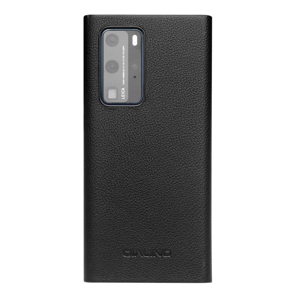 QIALINO Auto Wake/Sleep-funktion Ultratunt mobilskal i Äkta Läder med Fönster för Huawei P40