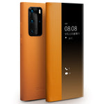 QIALINO Auto Wake/Sleep-funktion Ultratunt mobilskal i Äkta Läder med Fönster för Huawei P40