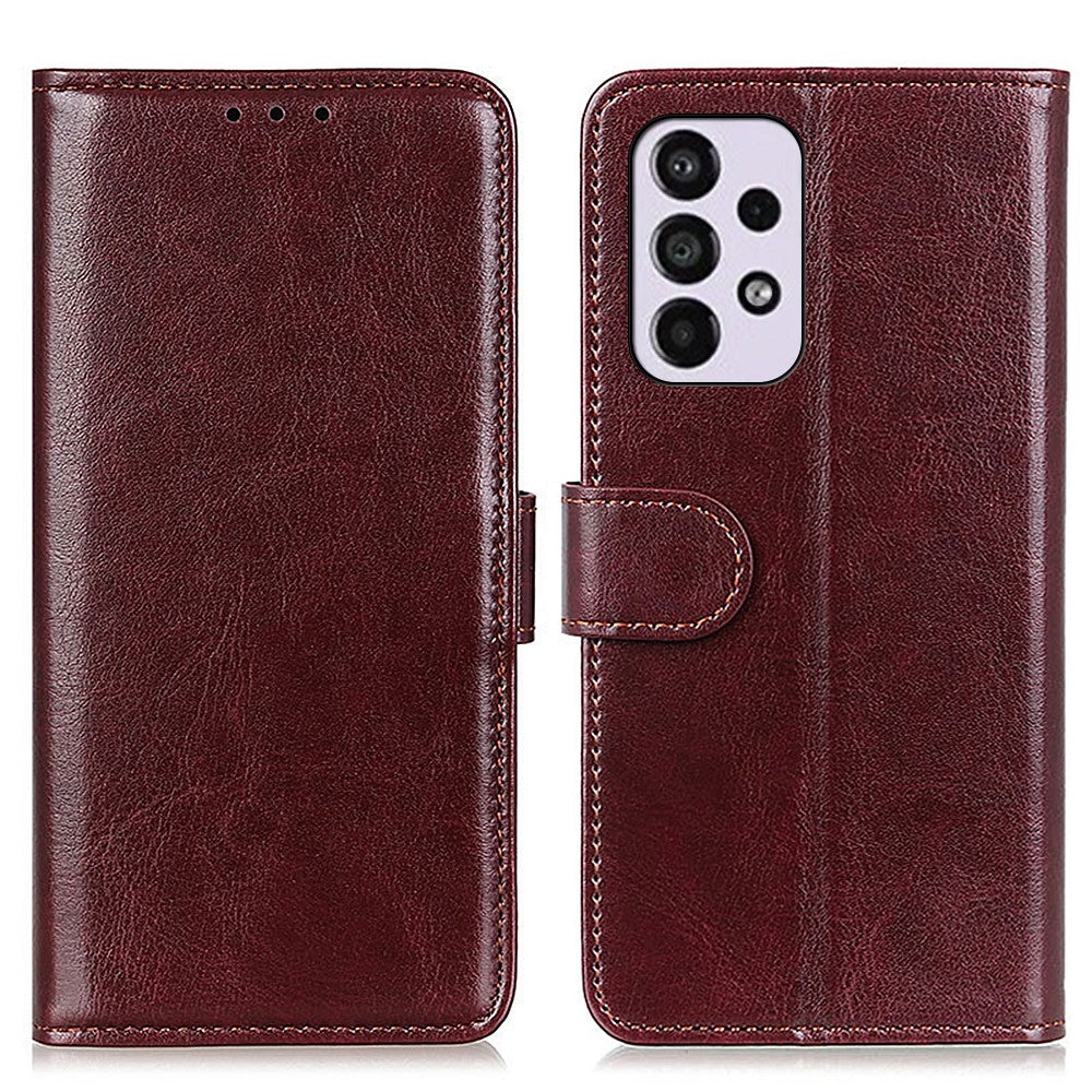 Magnetisk flip-etui i Crazy Horse-tekstureret PU-læder med stativ og pung til Samsung Galaxy A33 5G
