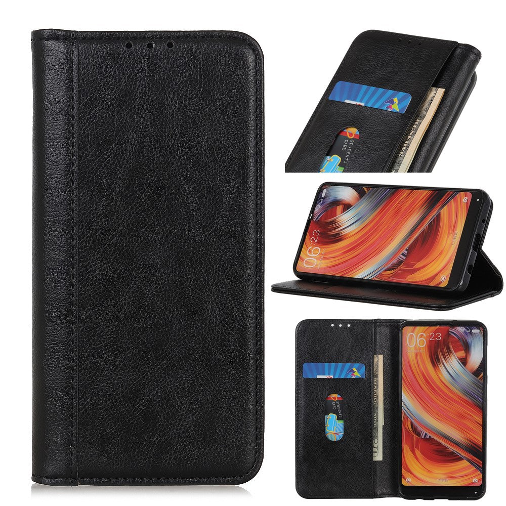 Litchi Texture Split Leather Flip Folio Wallet Phone Case Stand Magnetic Auto Closure Protective Cover for Samsung Galaxy A33 5G