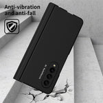 PU Leather Coated PC Hinged Cover Folio Flip Full Protection Phone Case with Pen Holder and Tempered Glass Screen Protector for Samsung Galaxy Z Fold3 5G