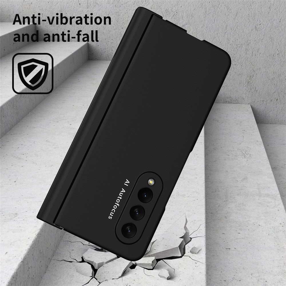 PU Leather Coated PC Hinged Cover Folio Flip Full Protection Phone Case with Pen Holder and Tempered Glass Screen Protector for Samsung Galaxy Z Fold3 5G