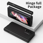 PU Leather Coated PC Hinged Cover Folio Flip Full Protection Phone Case with Pen Holder and Tempered Glass Screen Protector for Samsung Galaxy Z Fold3 5G