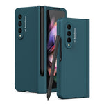 PU Leather Coated PC Hinged Cover Folio Flip Full Protection Phone Case with Pen Holder and Tempered Glass Screen Protector for Samsung Galaxy Z Fold3 5G