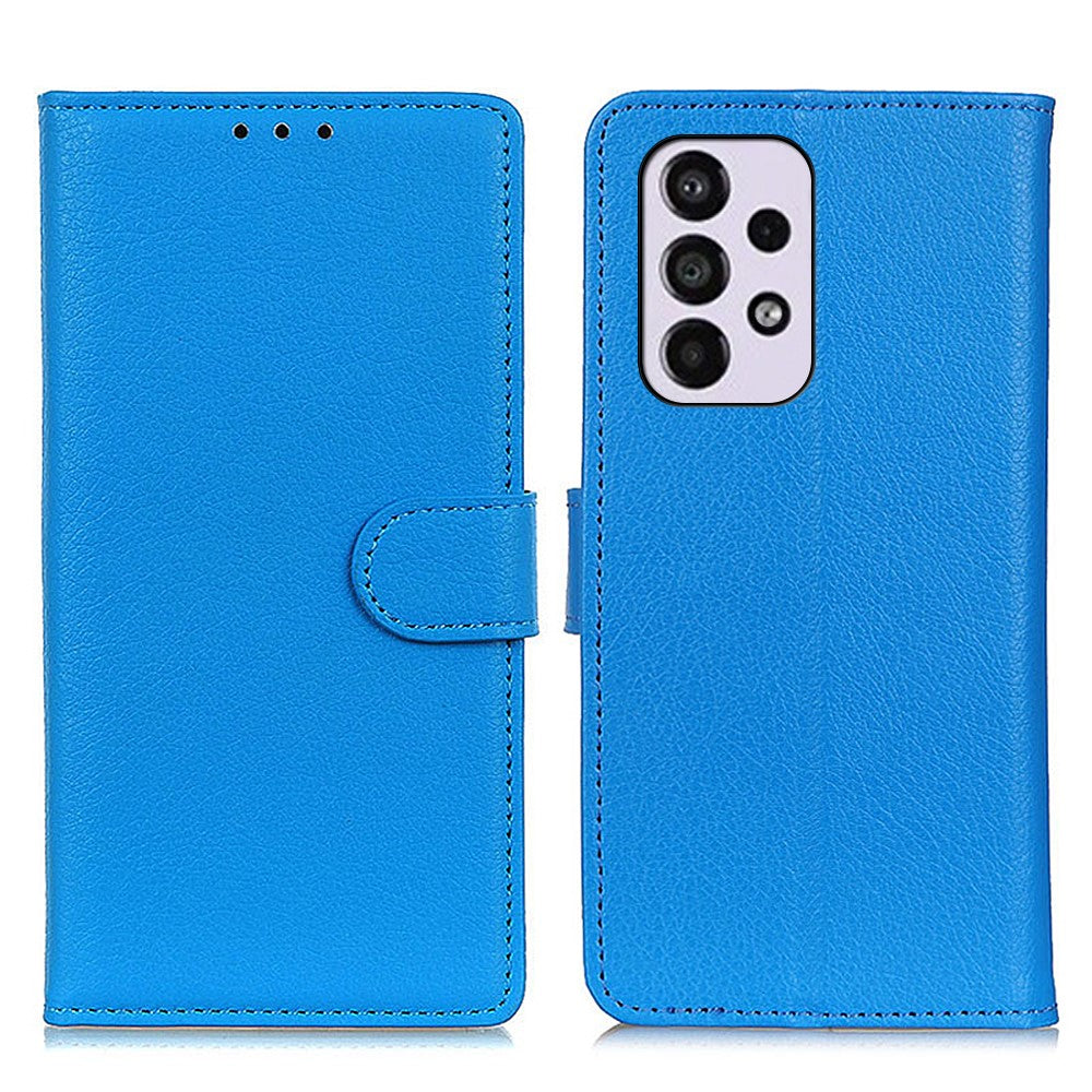 Litchitexturerat PU-läderfodral med stativ och stötsäkert TPU-plånboksfodral till Samsung Galaxy A33 5G
