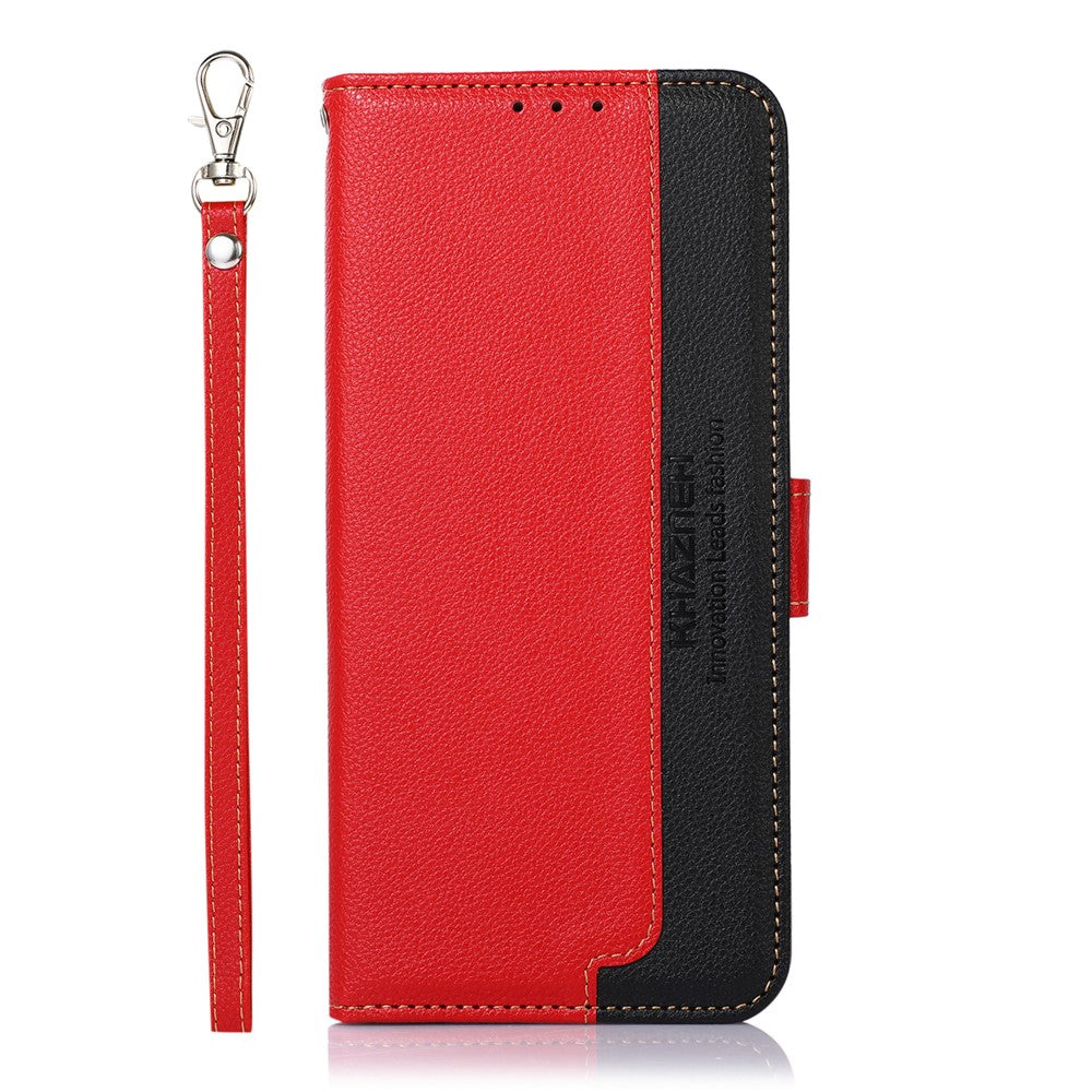 KHAZNEH RFID Blocking Litchi Texture PU Leather Cover with Strap Stand Wallet Drop-proof Cover for Samsung Galaxy A33 5G