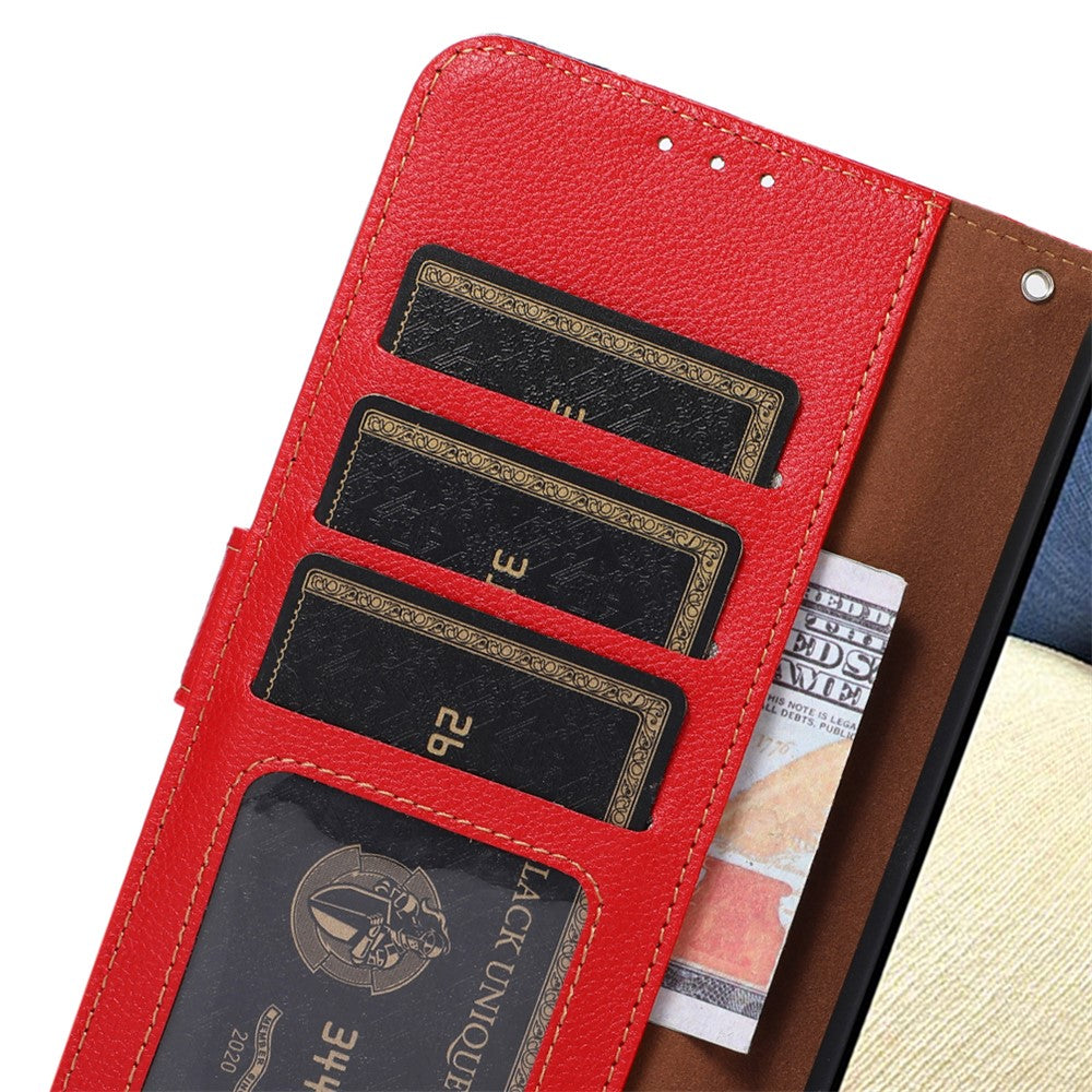 KHAZNEH RFID Blocking Litchi Texture PU Leather Cover with Strap Stand Wallet Drop-proof Cover for Samsung Galaxy A33 5G