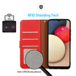 KHAZNEH RFID Blocking Litchi Texture PU Leather Cover with Strap Stand Wallet Drop-proof Cover for Samsung Galaxy A33 5G